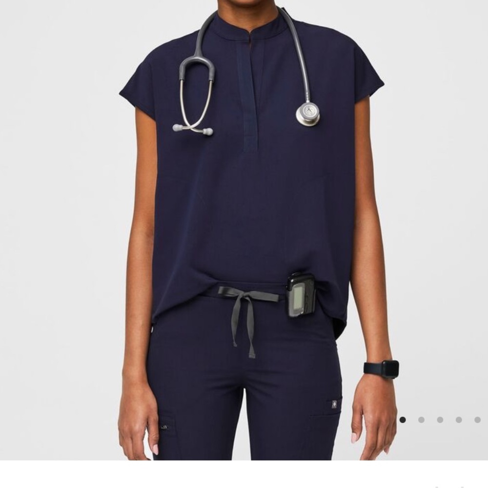 Navy figs scrub top